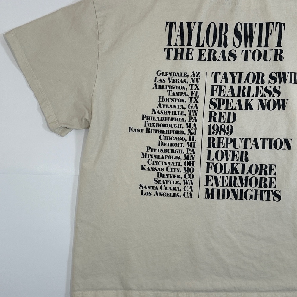 Taylor Swift The Eras Tour T-Shirt XXL Cream Beige Official Merch Double Sided - Picture 12 of 12